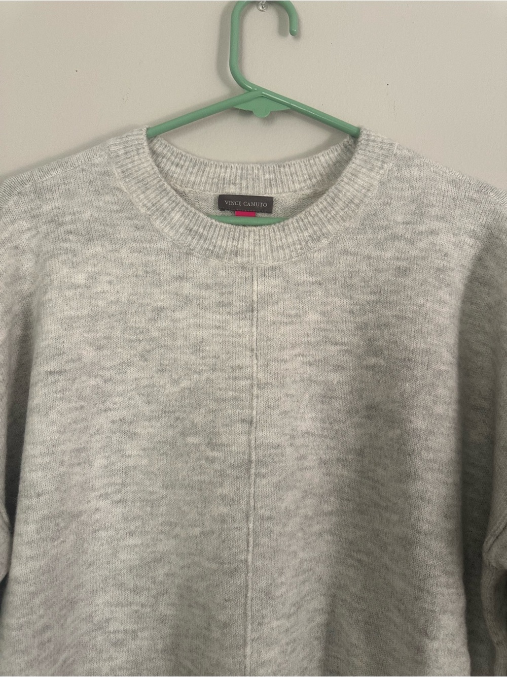 Vince Camuto Heather Gray Center-Seam Crewneck Sweater